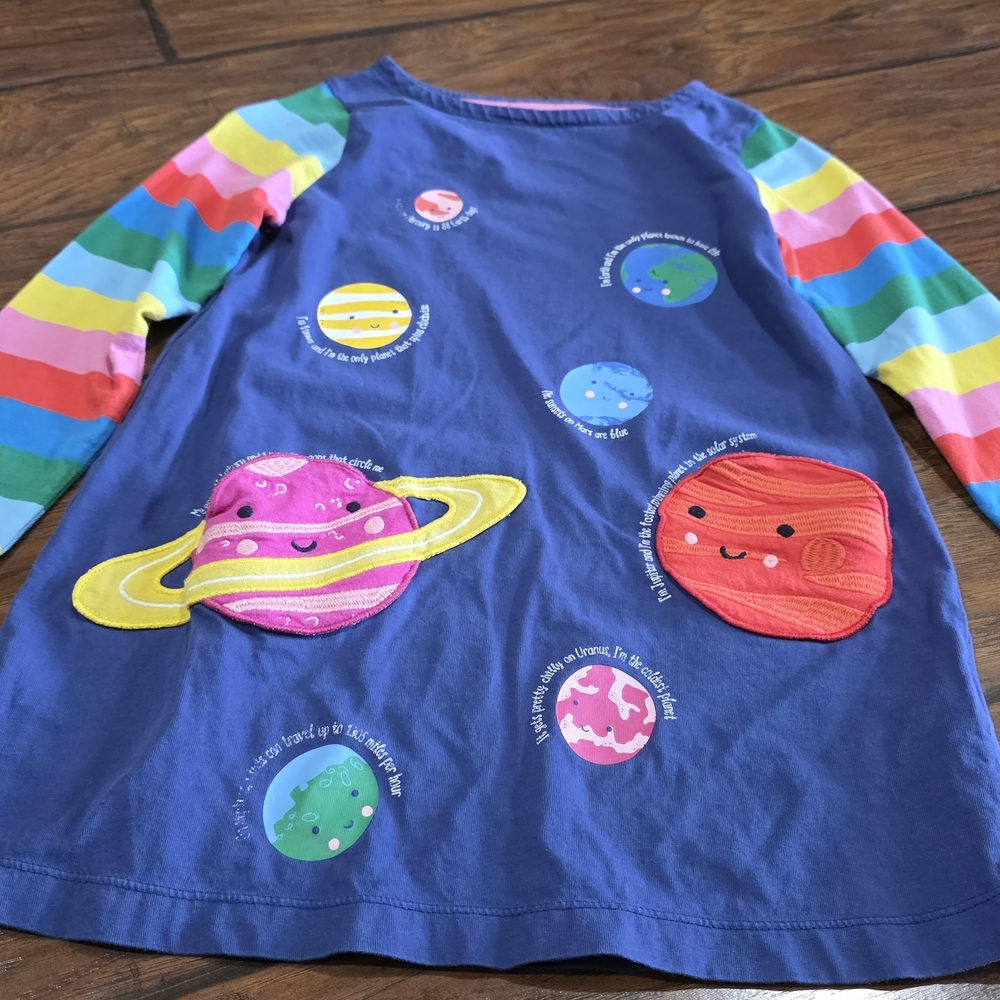Mini Boden Blue Dress with Colorful Planet Design - Picture 2 of 10